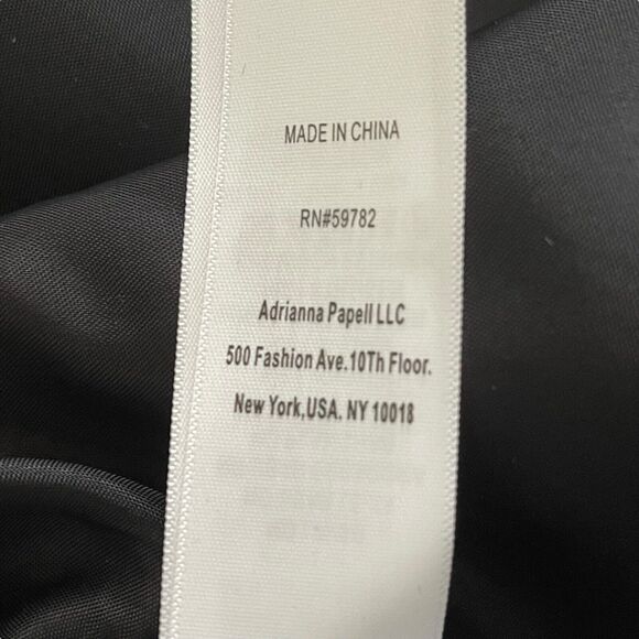 Adrianna Papell V-Neck Tie-Waist Black Gown Taffeta Jersey Dress Size 4 Prom - Picture 9 of 11